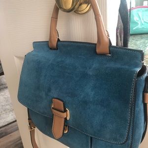 Michael Kors suede blue handbag/crossbody